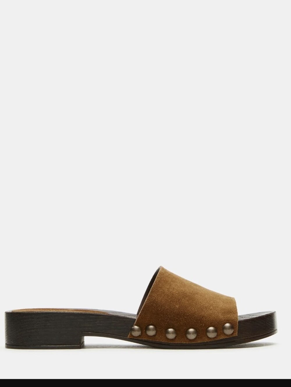 Jason Wu Olive Green Suede + Wooden Studded Slide Mules Sandals